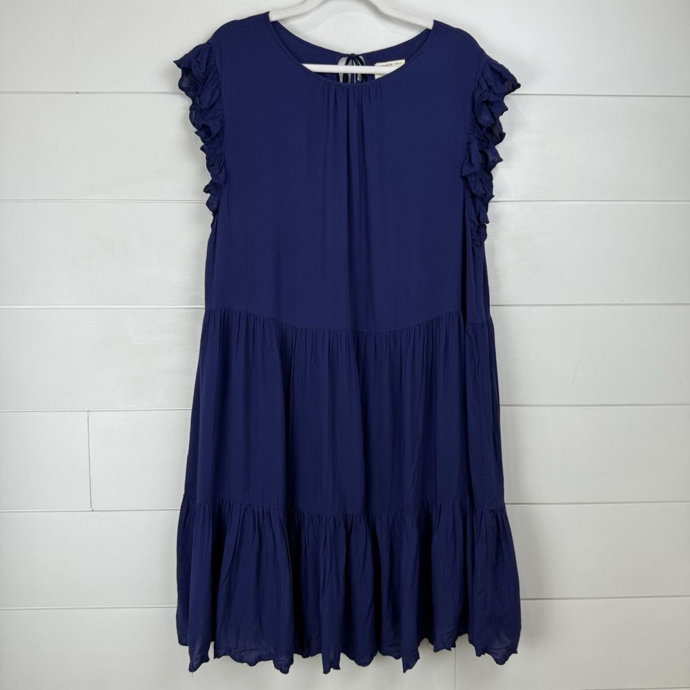 Jackson Rowe Navy Eyelet Women Large Bohemian Peasant‎ Babydoll